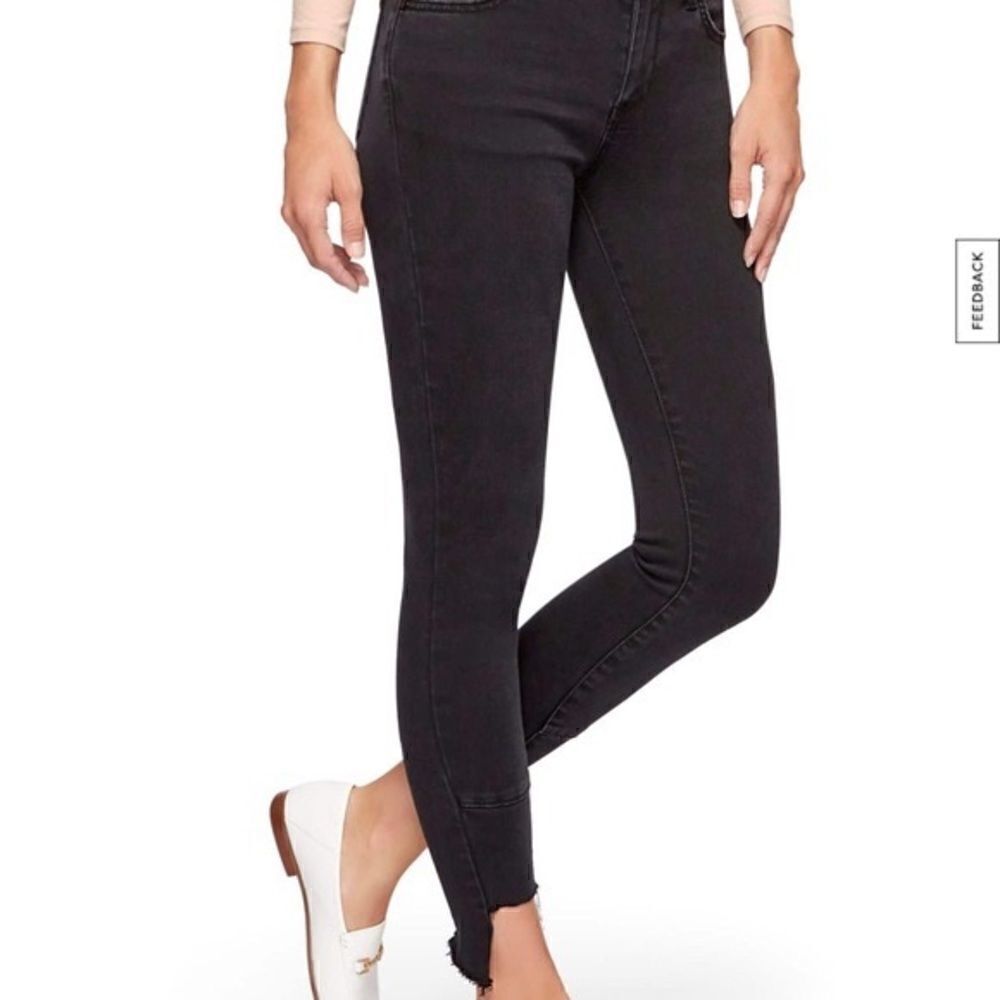 Sam Edelman ‘The Kitten’ Mid-Rise Skinny Ankle Jean - Black Frayed